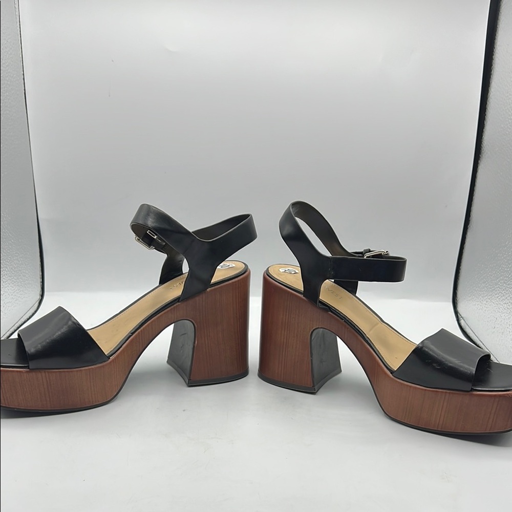Nine West Sz‎ 10 Openit 9 Black and Brown Platform Sandals NEW - Picture 7 of 15